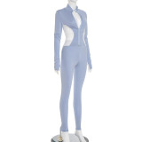 Casual Sports Color Block Slim Coat And Pants Two Piece Set GSBD-D25ST350