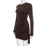 Solid Color Ruched Mini Dress GSZM-D25DS500