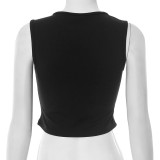 Cross Embroidered Rhinestone Pattern Tank Tops GSBD-Q25TP165