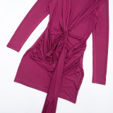 Solid Color Long Sleeve Mini Dress GSZM-Q25DS397