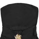 Solid Color Wrap Chest Jumpsuit BY-7535