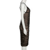 Mesh See Through Backless Midi Dress GAXB-P0287DS