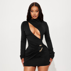 Hollow Out Ruched Mini Dress GSZM-J25DS377