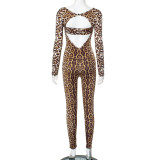Fashion Sexy Leopard Print Long Sleeve Jumpsuit GSBD-D24JP643