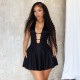 Sexy Faux Leather Backless Mini Dress GSBD-D25DS434