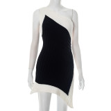 Sexy Color Block Split Irregular Dress GSBD-J25DS068