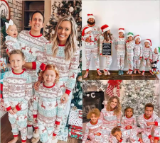 Christmas Print Matching Family Pajama Sets GSGS-0597#