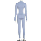 Casual Sports Color Block Slim Coat And Pants Two Piece Set GSBD-D25ST350