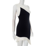 Sexy Color Block Split Irregular Dress GSBD-J25DS068