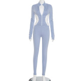 Casual Sports Color Block Slim Coat And Pants Two Piece Set GSBD-D25ST350
