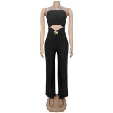 Solid Color Wrap Chest Jumpsuit BY-7535