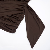 Solid Color Ruched Mini Dress GSZM-D25DS500