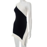 Sexy Color Block Split Irregular Dress GSBD-J25DS068