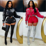 PU Leather Embroidered Fashion Baseball Jacket YNSF-8015