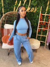 Solid Color Long Sleeve Sport Two Piece Pant Set SFY-807
