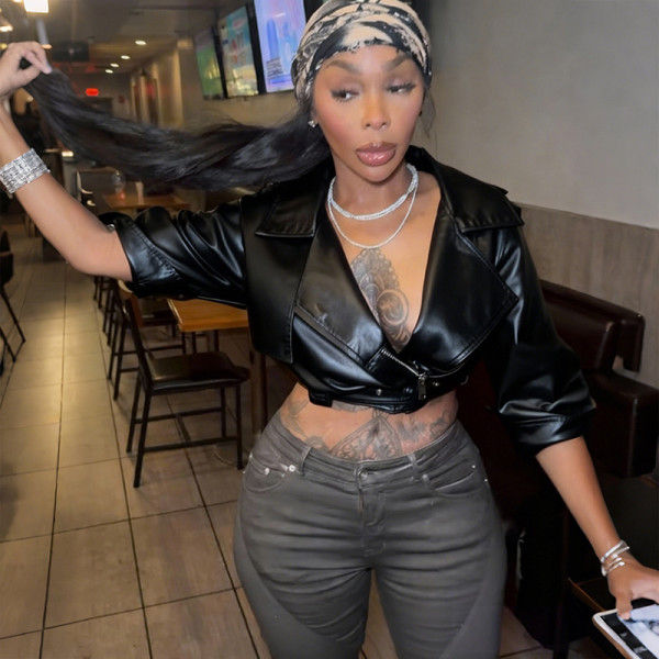 Solid Color Lapel Tie Up Short Coats GZJQ-K25C84803