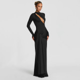 Solid Color Long Sleeve Maxi Dress GAXB-A724DS