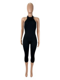 Solid Color Backless Tight Jumpsuit SHD-9574