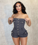 Fashion Denim Tube Tops Romper BGN-362