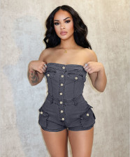 Fashion Denim Tube Tops Romper BGN-362