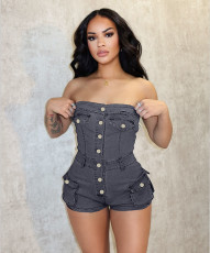 Fashion Denim Tube Tops Romper BGN-362