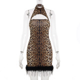 Leopard Print Sleeveless Patchwork MinI Dress GPKJ-WJD45240