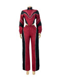Contast Color Patchwork Zipper Two Piece Pant Set CH-25062