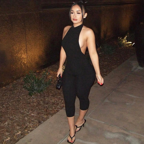 Solid Color Backless Tight Jumpsuit SHD-9574