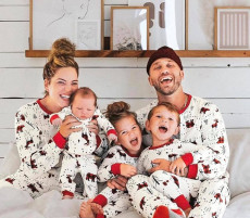 Christmas Tree Print Bear-Printed Parent-Child Matching Pajama Set GSGS-0867