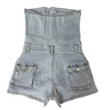 Fashion Denim Tube Tops Romper BGN-362