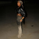 Solid Color Lapel Tie Up Short Coats GZJQ-K25C84803