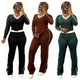 Contrast Color Patchwork Two Piece Pants Set YS-2510