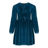 Long-Sleeved Bow-Tie Doll Midi Dress BLX-86002