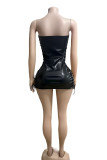Sexy PU Leather Wrap Chest Bandage Dress GFCF-1422