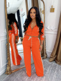 Stripe Hooded Coat Two Piece Pants Set SFY-802