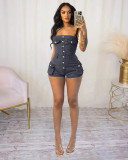 Fashion Denim Tube Tops Romper BGN-362