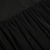 Solid Color Wrap Chest Mesh Split Maxi Dress GAXB-P0253DS