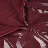 Leather Glossy V-Neck Bodycon Dress GPKJ-MR45060