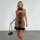 Leopard Print Sleeveless Patchwork MinI Dress GPKJ-WJD45240
