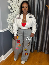 Fleece-Lined Sports Zipper Embroidered Baseball Jacket CH-25061