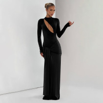 Solid Color Long Sleeve Maxi Dress GAXB-A724DS