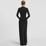Solid Color Long Sleeve Maxi Dress GAXB-A724DS