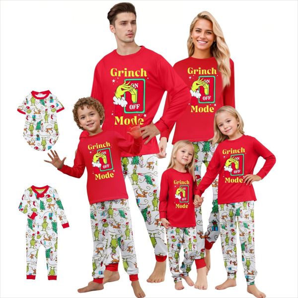 Christmas Letter Print Matching Family Long-Sleeve Pajama Set GSGS-0865