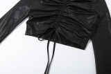 Solid Color Ruched Tops Two Piece Pants Set GZJQ-K25S85221