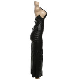 Leather Irregular Split Bodycon Dress GZJQ-K25D83946