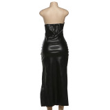 Leather Irregular Split Bodycon Dress GZJQ-K25D83946