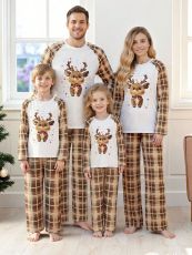 Christmas Letter Print Matching Family Plaid Loungewear Set GSGS-0866