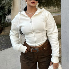 Long Sleeve Zipper Hodoed Sweatshirt GFRT-35694TBY