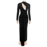 Solid Color Long Sleeve Maxi Dress GAXB-A724DS