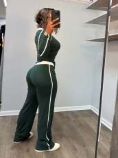 Contrast Color Patchwork Two Piece Pants Set YS-2510